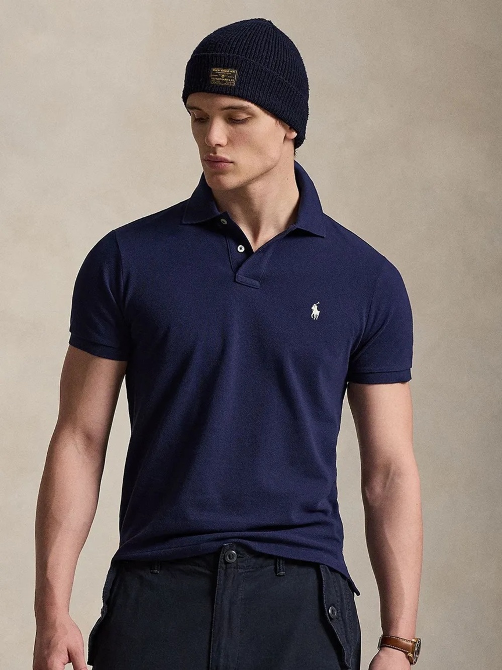 POLO RALPH LAUREN COTTON POLO SHIRT NAVY MEN’S XS
